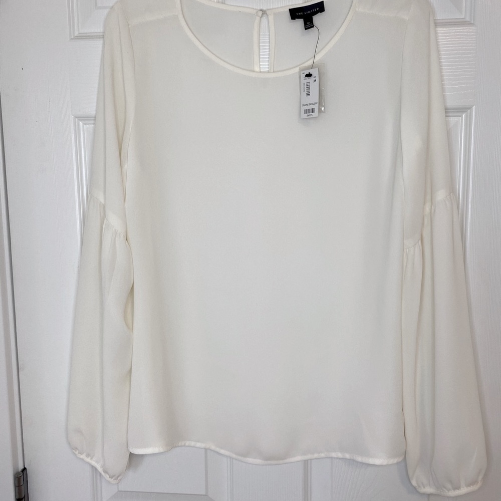 THE LIMITED White Lantern Sleeve Blouse